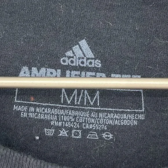 Adidas Cropped Cotton Tee Reverse Dyed Bleach Washed Distressed Crop Top SZ M - Picture 2 of 4